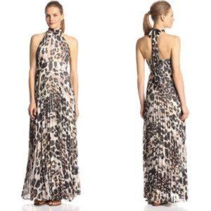 ELIZA J Animal Print Halter Chiffon Maxi Dress size 12